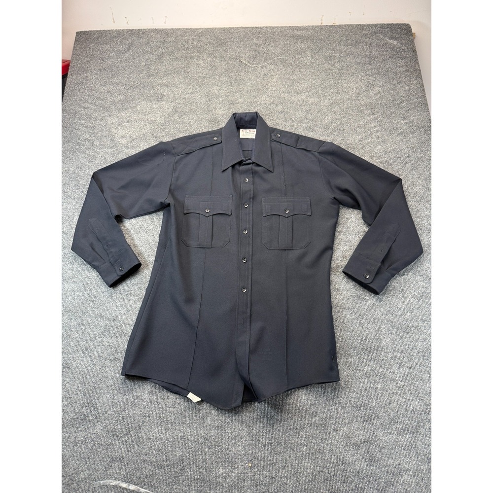 VTG 70s Elbeco Tex-Trop Shirt Mens Large L Black Police Security Zip Front USA